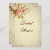 ヴィンテージパリポストマークシックバラブライダルシャワー 招待状 (正面/裏面)