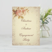 ヴィンテージパリポストマークシックバラ婚約 招待状 (スタンド正面)