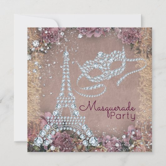 ヴィンテージパリマスカレードパーティー 招待状 (正面)