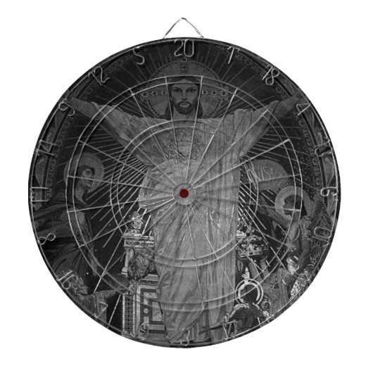 ヴィンテージパリメインモザイク神聖ハートイエス ダーツボード (正面)