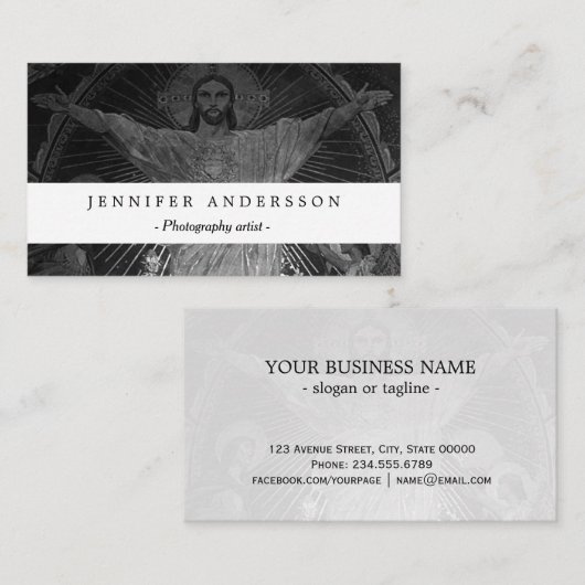 ヴィンテージパリメインモザイク神聖ハートイエス 名刺 (正面/裏面)