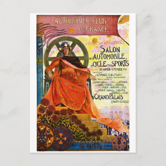 ヴィンテージパリモーターショー広告 ポストカード (正面)
