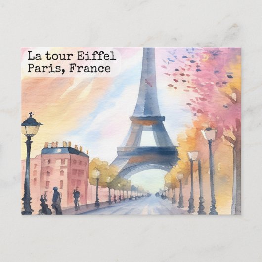 ヴィンテージパリラツアーエッフェルウォーター色 ポストカード (正面)