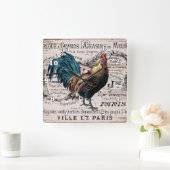 ヴィンテージパリロスターカントリーウォールデコール スクエア壁時計 (ホーム)