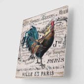 ヴィンテージパリロスターカントリーウォールデコール スクエア壁時計 (傾斜)