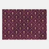 ヴィンテージパリワインをテーマにしたブルゴーニュと金ゴールド ラッピングペーパーシート (正面3)