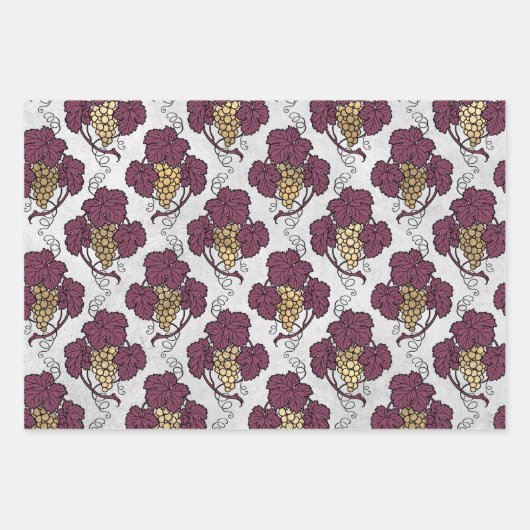 ヴィンテージパリワインをテーマにしたブルゴーニュと金ゴールド ラッピングペーパーシート (正面2)