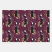 ヴィンテージパリワインをテーマにしたブルゴーニュと金ゴールド ラッピングペーパーシート (正面)