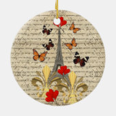 ヴィンテージパリ及び蝶 セラミックオーナメント (裏面)