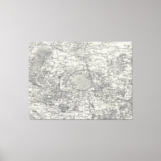 ヴィンテージパリ周辺の地図（1841年） キャンバスプリント (正面)