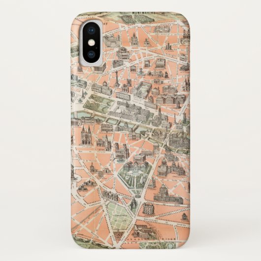 ヴィンテージパリ地図iPhone Xケース Case-Mate iPhoneケース (裏面)