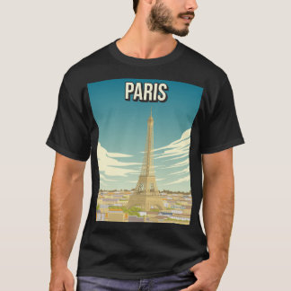 ヴィンテージパリ旅行ポスターエッフェルタワーTシャツ Tシャツ