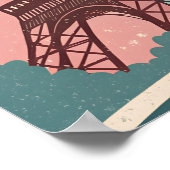 ヴィンテージパリ旅行ポスター – レトロエッフェルタワーW ポスター (角)