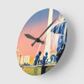 ヴィンテージパリ旅行広告 ラウンド壁時計 (傾斜)