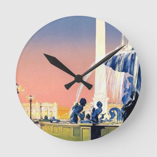 ヴィンテージパリ旅行広告 ラウンド壁時計 (正面)