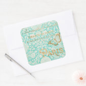 ヴィンテージパリ金ゴールドデザインと蝶 スクエアシール (封筒)