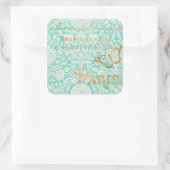 ヴィンテージパリ金ゴールドデザインと蝶 スクエアシール (バッグ)