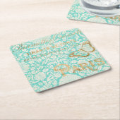 ヴィンテージパリ金ゴールドデザインと蝶 スクエアペーパーコースター (アングル)