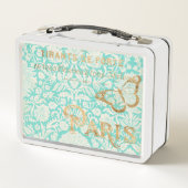 ヴィンテージパリ金ゴールドデザインと蝶 メタルランチボックス (裏面)