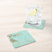 ヴィンテージパリ金ゴールドデザイン スクエアペーパーコースター (インサイチュ)