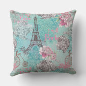 ヴィンテージパリ – エッフェタワー – 花形自転車 クッション (裏面)