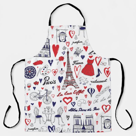 ヴィンテージパリ:トラベルラインパターン エプロン (正面)