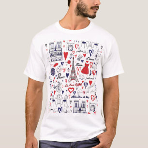 ヴィンテージパリ:トラベルラインパターン Tシャツ