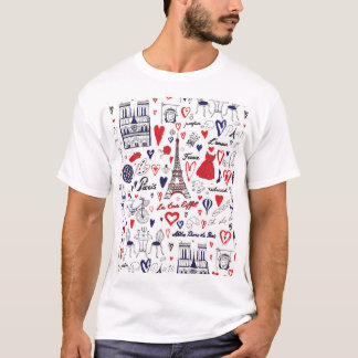 ヴィンテージパリ:トラベルラインパターン Tシャツ