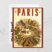 ヴィンテージパリ、凱旋門、住所の変更 案内ポストカード (正面/裏面)