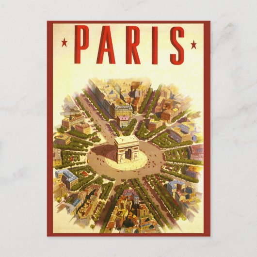 ヴィンテージパリ、凱旋門、住所の変更 案内ポストカード (正面)