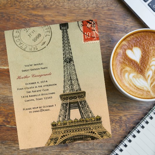 ヴィンテージパリSweet sixteenバースデーパーティー招待状 招待状