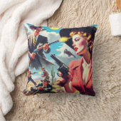 ヴィンテージパルプウェスタンイラストレーション クッション (ブランケット)