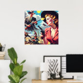 ヴィンテージパルプウェスタンイラストレーション ポスター (ホームオフィス)