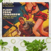 ヴィンテージパルプペーパーバックSci-Fi宇宙ガールカバー キッチンタオル (折り畳み)