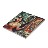 ヴィンテージパルプホラーガールイラストレーション タイル (側面)