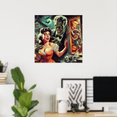 ヴィンテージパルプホラーガールイラストレーション ポスター (ホームオフィス)