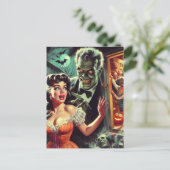 ヴィンテージパルプホラーガールイラストレーション ポストカード (スタンド正面)