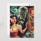 ヴィンテージパルプホラーガールイラストレーション ポストカード (正面/裏面)