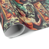 ヴィンテージパルプホラーガールイラストレーション ラッピングペーパー (ロールコーナー)