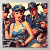 ヴィンテージパルプポリスイラストレーション ポスター (正面)