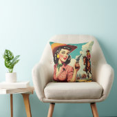 ヴィンテージパルプ女性のカーボーイイラストレーション クッション (椅子)