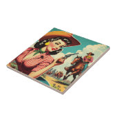 ヴィンテージパルプ女性のカーボーイイラストレーション タイル (側面)