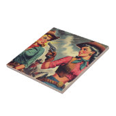 ヴィンテージパルプ女性のカーボーイイラストレーション タイル (側面)