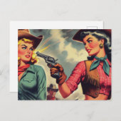 ヴィンテージパルプ女性のカーボーイイラストレーション ポストカード (正面/裏面)
