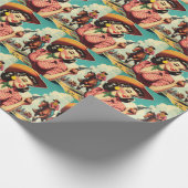 ヴィンテージパルプ女性のカーボーイイラストレーション ラッピングペーパー (角)