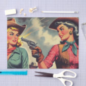 ヴィンテージパルプ女性のカーボーイイラストレーション 薄葉紙 (クラフト)