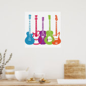 ヴィンテージパンクレトロギター ポスター (キッチン)