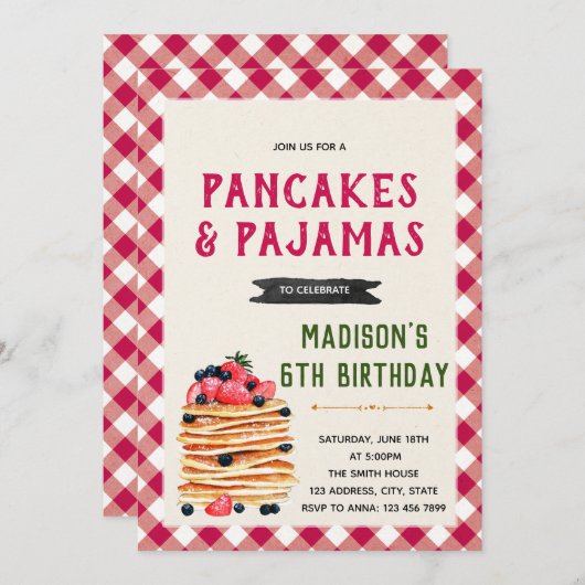 ヴィンテージパンケーキシャワーパーティの招待状 招待状 (正面/裏面)
