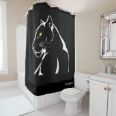 ヴィンテージパンサー大きな強怒い猫の黄色い目 シャワーカーテン (インサイチュ)