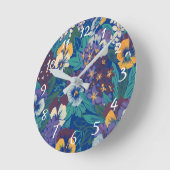 ヴィンテージパンジーのパターンのラウンドクロック ラウンド壁時計 (傾斜)